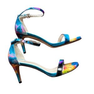 Stuart Weitzman Patent Leather Printed Sandals